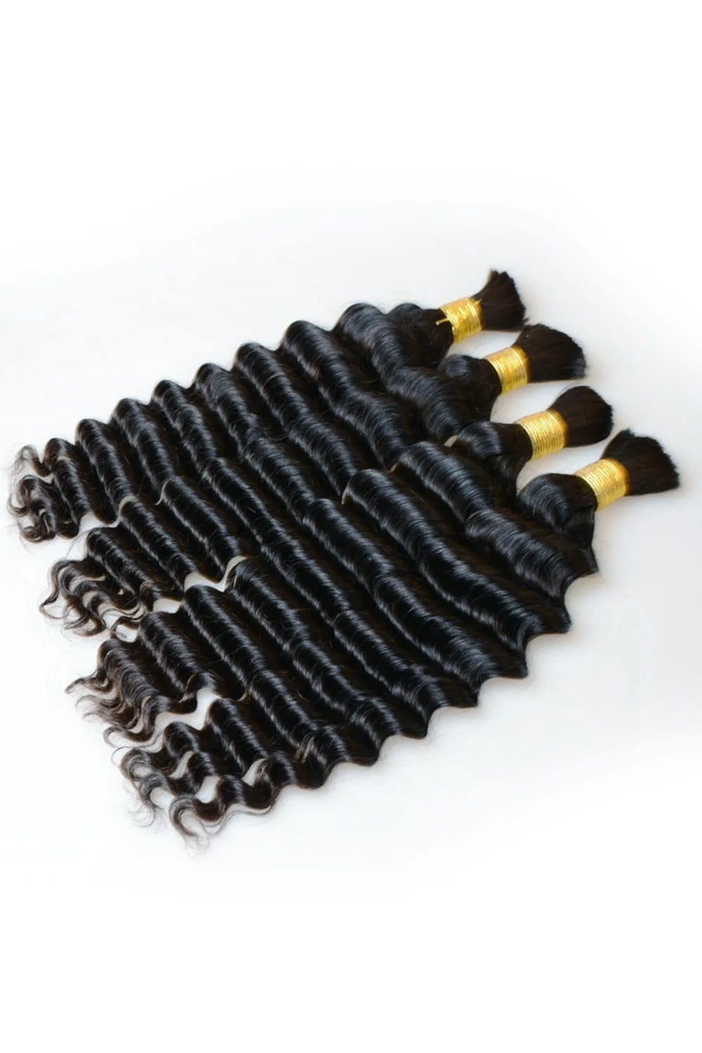 Deep Wave Bulk Human Hair For Braiding Natural Black BU03