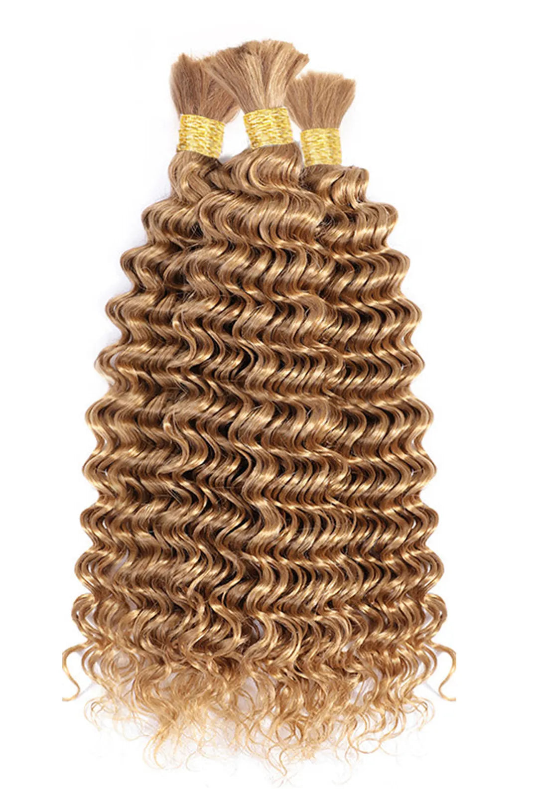 Double Drawn Deep Wave Medium Blonde Bulk Hair For Braiding BU47