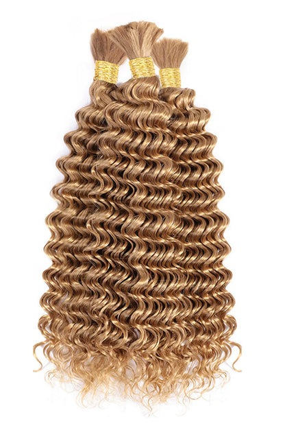 Double Drawn Deep Wave Medium Blonde Bulk Hair For Braiding BU47