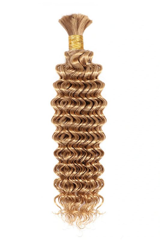 Double Drawn Deep Wave Medium Blonde Bulk Hair For Braiding BU47